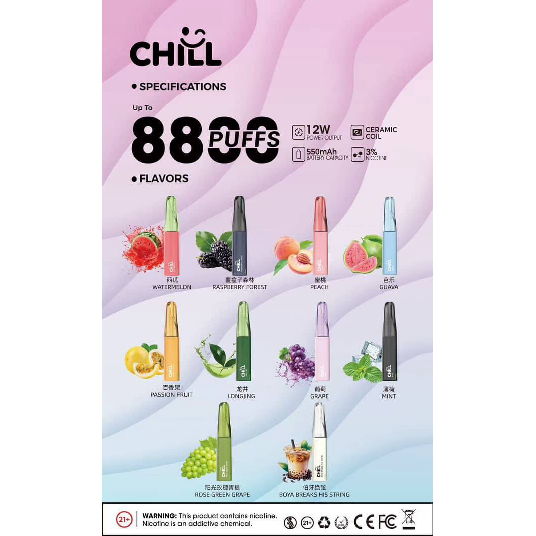 <p>chill 鴨嘴獸 8800口<br />
拋棄式/一次性</p>